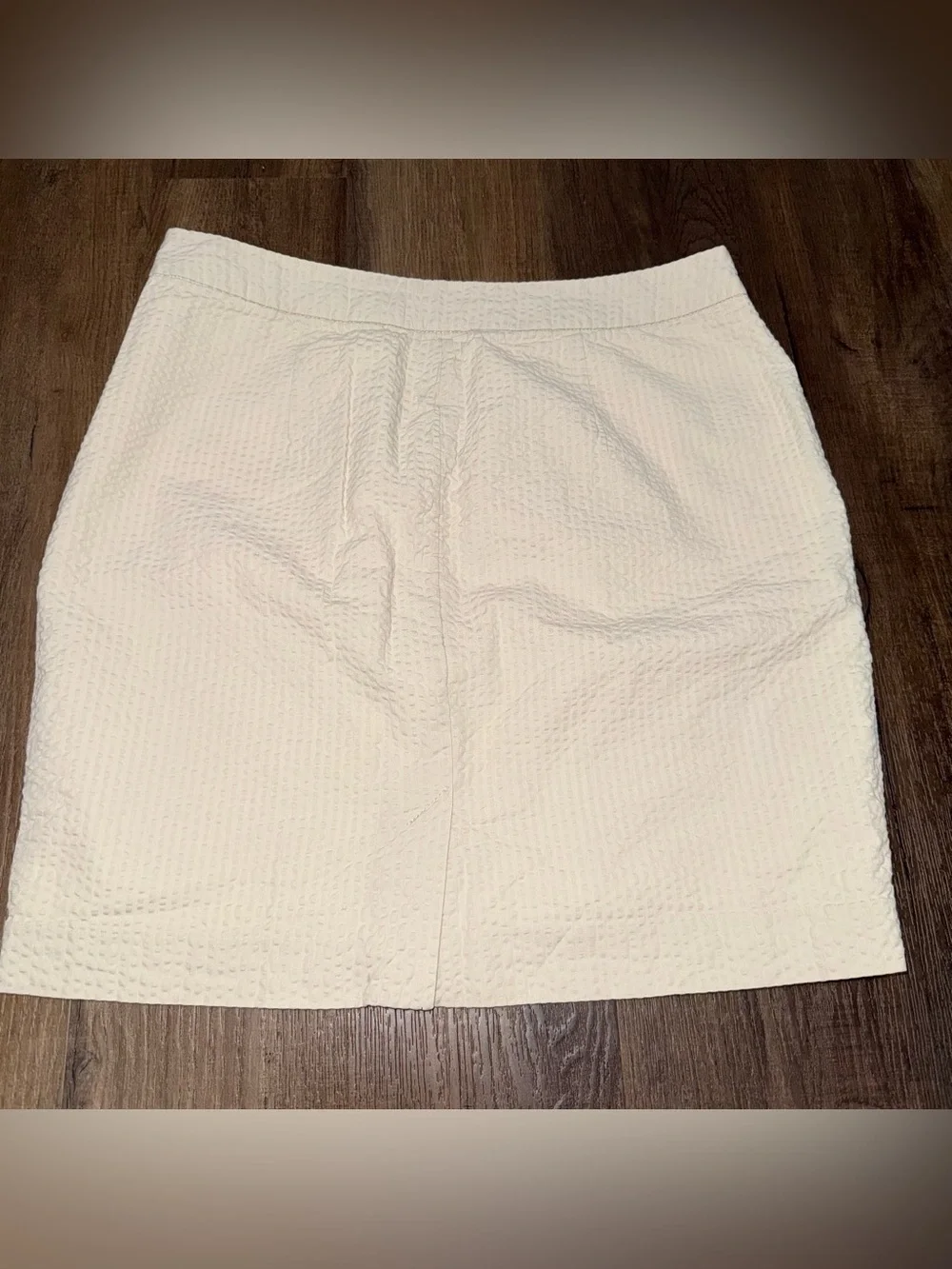 L.L.Bean Women’s Beige Seersucker Straight Mini Skirt